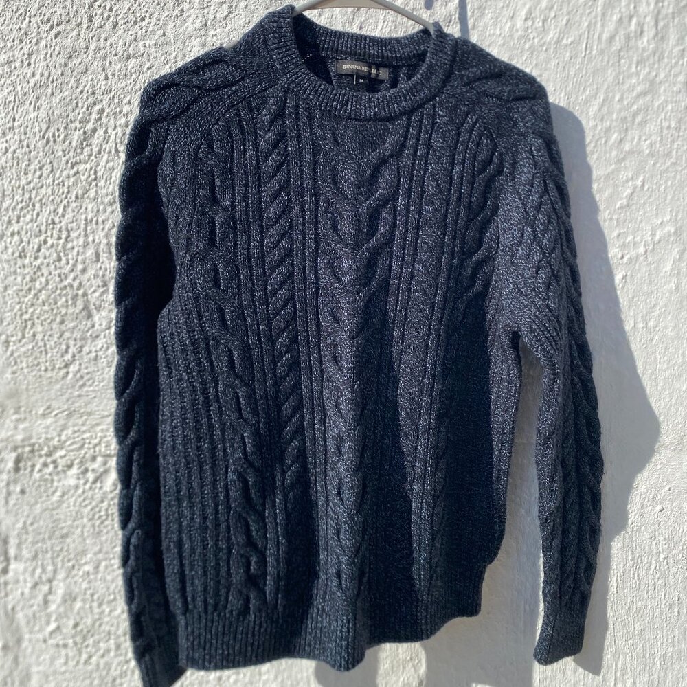 Banana Republic Mens Shaker Sweater Indigo Blue